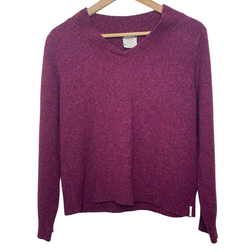 COLUMBIA | XCO Women's Raspberry Red V Neck Long Sleeve Knit Sweater | Size L - Picture 1 of 8